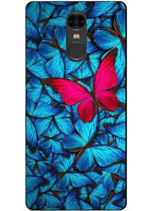 Силиконовый чехол для xiaomi redmi note 4 с рисунком мотыльки