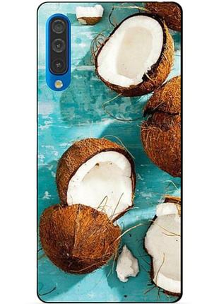 Силиконовый бампер чехол для samsung a50 2019 galaxy a505f с рисунком кокосы