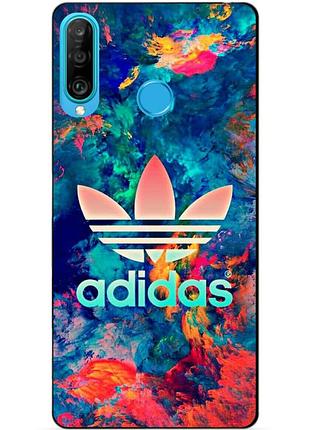 Силиконовый бампер чехол для huawei p30 lite с рисунком адидас