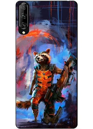 Силіконовий чохол бампер для huawei p smart pro з малюнком реактивний єнот