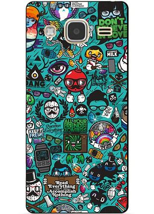Чехол силиконовый бампер для samsung galaxy j3 j300 с рисунком стикеры