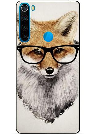 Чехол силиконовый для xiaomi redmi note 8 с рисунком лиса