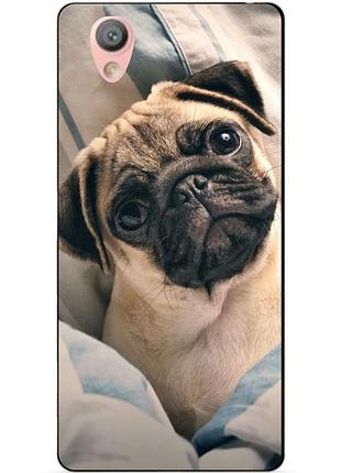 Силиконовый чехол для sony l1 g3312 с рисунком мопс