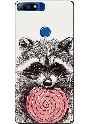 Чехол силиконовый бампер для huawei y7 prime 2018 с рисунком енот