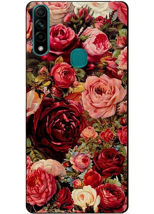 Силиконовый бампер чехол для oppo a31 с рисунком красные розы