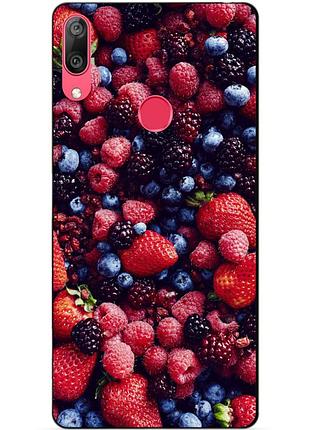 Бампер силиконовый для huawei y7 2019 с рисунком ягоды