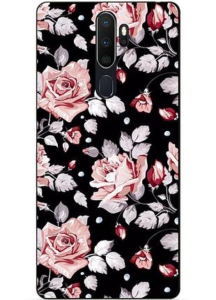 Силиконовый бампер чехол для oppo a5 2020 с рисунком розы