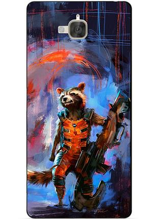 Чехол силиконовый для huawei y6 pro с рисунком реактивный енот стражи галактики