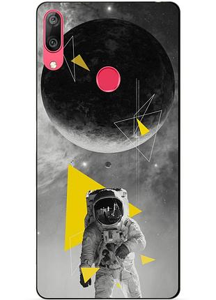 Силиконовый бампер для huawei y7 2019 с рисунком астронавт