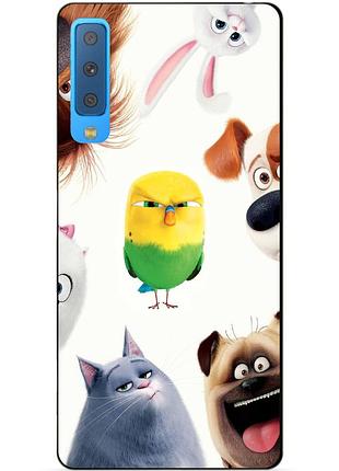 Силиконовый бампер чехол для samsung a7 2018 galaxy a750 с рисунком тайная жизнь домашних животных