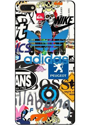 Бампер силіконовий чохол для huawei honor 7a з малюнком бренди adidas