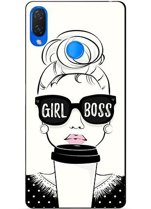 Силиконовый бампер чехол для huawei p smart plus с рисунком girl boss