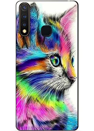 Силиконовый бампер чехол для vivo y19 с рисунком акварельный котик