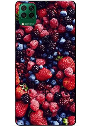 Силиконовый чехол бампер для huawei p40 lite с рисунком ягоды