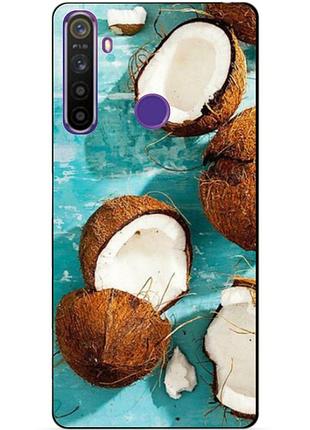 Силиконовый чехол бампер для realme 5 с рисунком кокосы