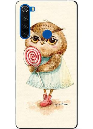 Силиконовый чехол бампер для xiaomi redmi note 8t с рисунком сова с леденцом