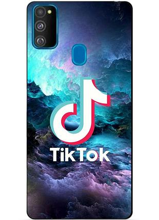 Силиконовый бампер чехол для samsung m21 galaxy m215f с рисунком tik tok