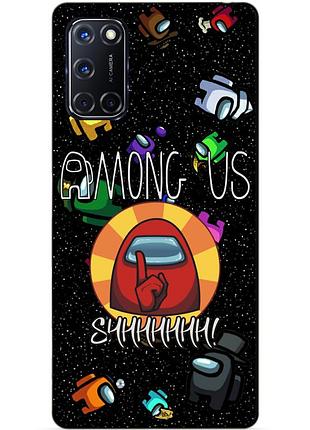 Силиконовый бампер чехол для oppo a52 с рисунком among us