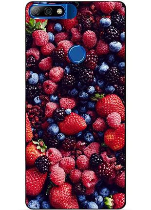 Чехол силиконовый бампер для huawei y7 prime 2018 с рисунком ягоды
