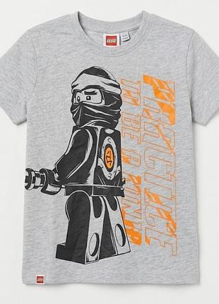 Футболка мальчишку lego ninjago серая детская хлопковая, размер 98/104