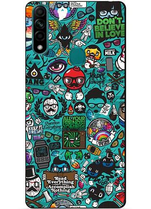 Силиконовый бампер чехол для oppo a31 с рисунком стикеры