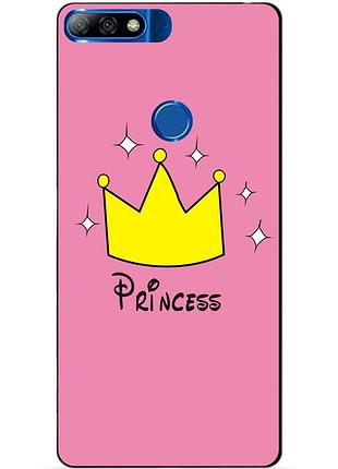 Чехол силиконовый бампер для huawei y7 prime 2018 с рисунком princess