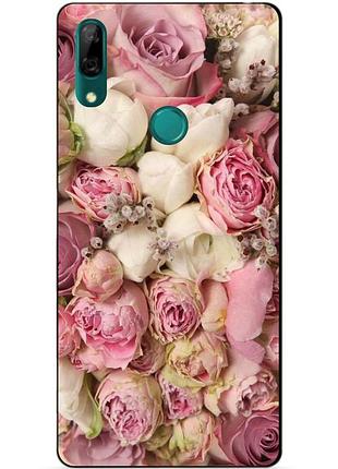 Силиконовый чехол бампер для huawei p smart z с рисунком розовые пионы