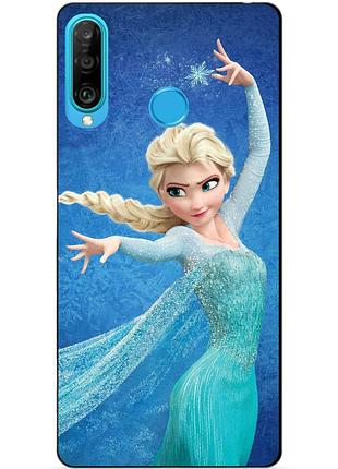 Силиконовый бампер чехол для huawei p30 lite с рисунком эльза