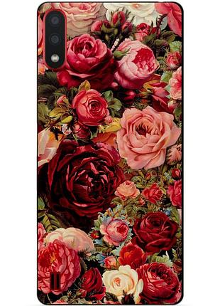 Силиконовый бампер чехол для samsung a01 galaxy a015f с рисунком красные розы