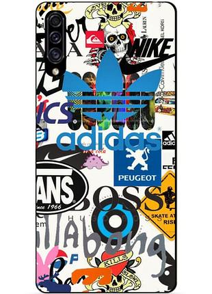 Силиконовый бампер чехол для samsung a30s 2019 galaxy a307f с рисунком стикеры adidas