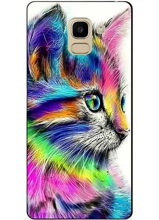 Силиконовый бампер чехол для samsung j6 galaxy j600 с рисунком акварельный котик