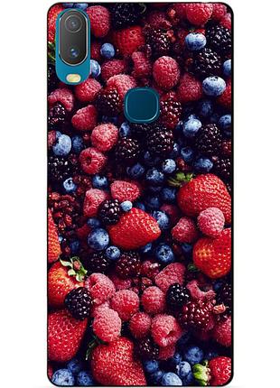 Силиконовый бампер чехол для vivo y11 с рисунком ягоды