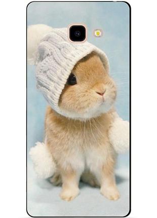Силіконовий бампер чохол для samsung j4 plus galaxy j415 з малюнком зайчик в шапочці