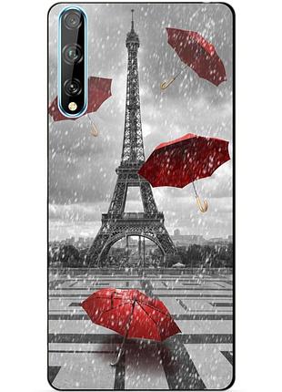 Силіконовий чохол бампер для huawei p smart s з малюнком дощ у парижі