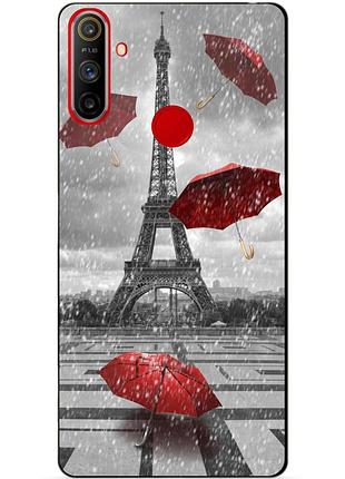 Силиконовый чехол бампер для realme c3 с рисунком дождь в париже