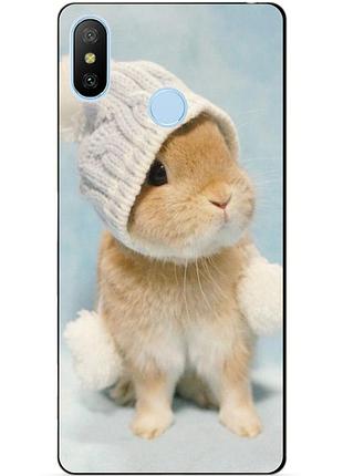 Силиконовый бампер чехол для xiaomi mi a2 lite с рисунком зайка в шапочке