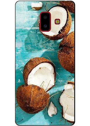 Силиконовый бампер чехол для samsung j6 plus galaxy j610 с рисунком кокосы