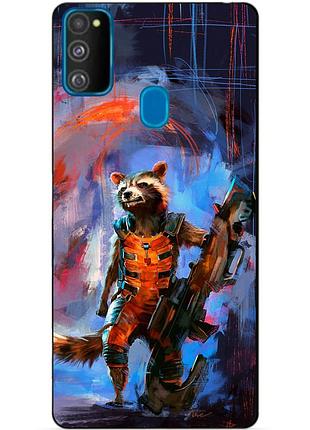 Силіконовий бампер чохол для samsung m21 galaxy m215f з малюнком реактивний єнот