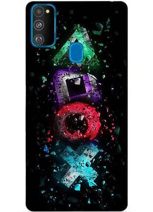 Силиконовый бампер чехол для samsung m21 galaxy m215f с рисунком sony playstation