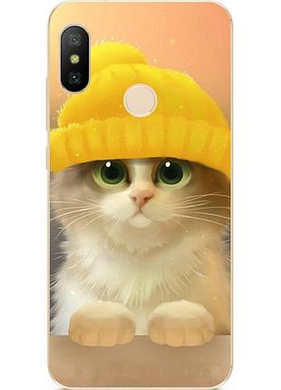 Чохол силіконовий для huawei p smart plus з малюнком котик в шапці