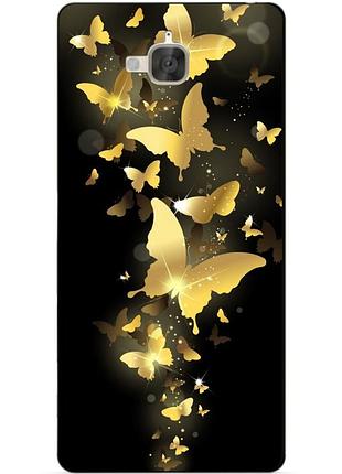 Чехол силиконовый бампер для huawei y6 pro с рисунком золотые бабочки