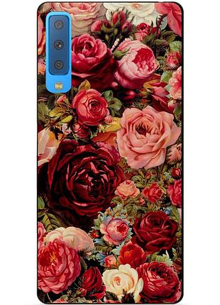 Силіконовий чохол для samsung a7 2018 galaxy a750 з малюнком червоні троянди