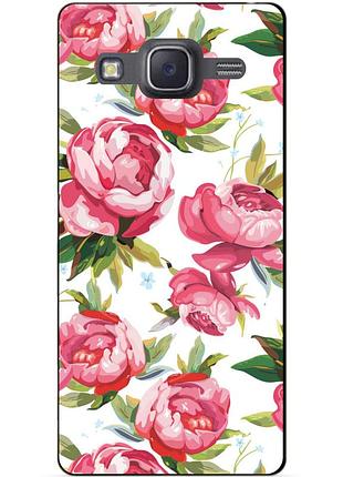 Cиликоновый чехол бампер с рисунком для samsung galaxy j5 j500 пионы