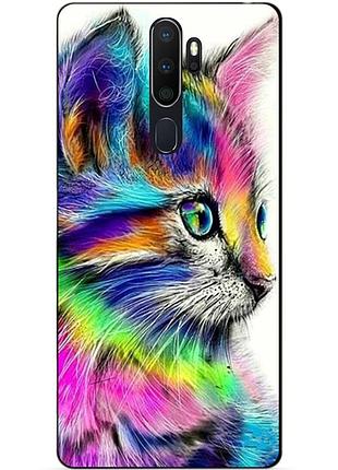 Силиконовый бампер чехол для oppo a5 2020 с рисунком акварельный котик