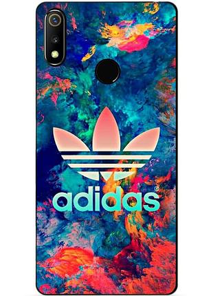 Силиконовый чехол бампер для realme 3 с рисунком adidas