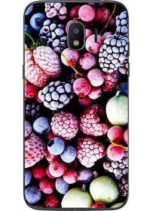 Силиконовый чехол бампер для samsung j2 2018 galaxy j250 с рисунком ягодный микс