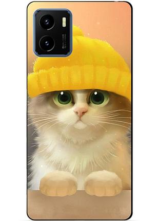 Силіконовий бампер чохол для vivo y15s з малюнком котик у шапці