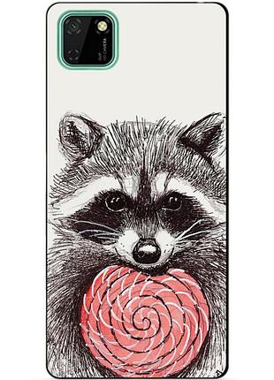 Силиконовый чехол бампер для huawei y5p с рисунком енот