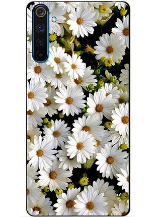 Силиконовый чехол бампер для realme 6 pro с рисунком ромашки