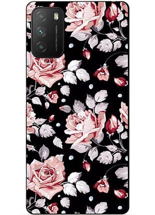 Силіконовий бампер чохол для xiaomi poco m3 з малюнком троянди
